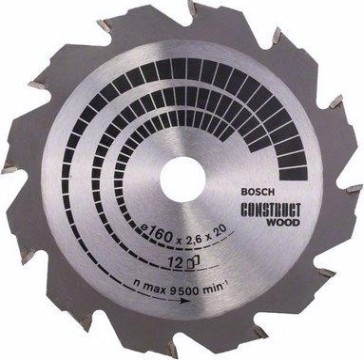 Пильный диск по дереву BOSCH 160х12х20/16 CONSTRUCT WOOD [2608640630]