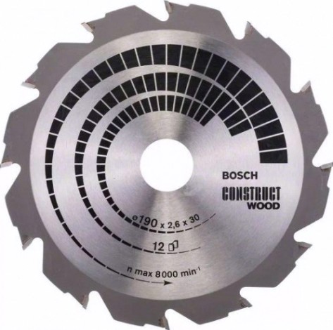 Пильный диск по дереву BOSCH 190х12х30/12 Construct Wood ood [2608640633]