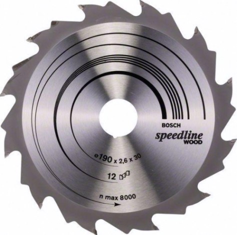 Пильный диск по дереву BOSCH 190х12х30 SPEEDLINE WOOD [2608640800]