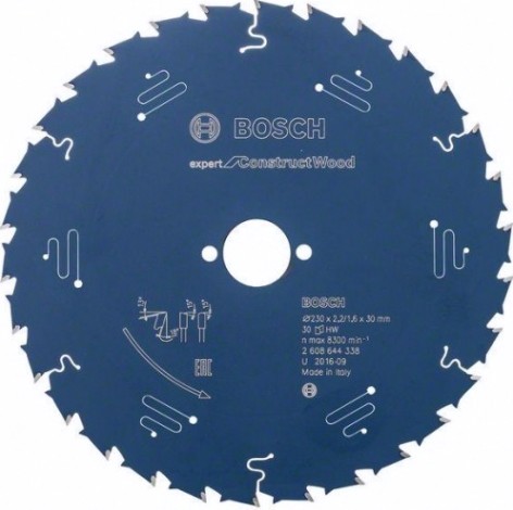 Пильный диск по дереву BOSCH 230х30х30 мм Expert for Construct Wood [2608644338]