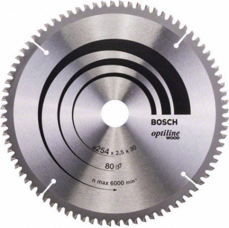 Пильный диск по дереву BOSCH 254х80х30 OPTILINE WOOD [2608640437]