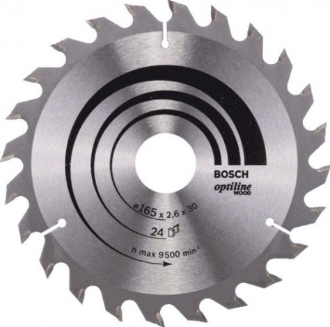 Пильный диск по дереву BOSCH Standard 165Х30 24 OPTILINE WOOD [2608640602]