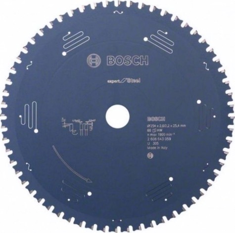 Пильный диск по стали BOSCH 254х60х25.4 мм Expert for Steel [2608643059]