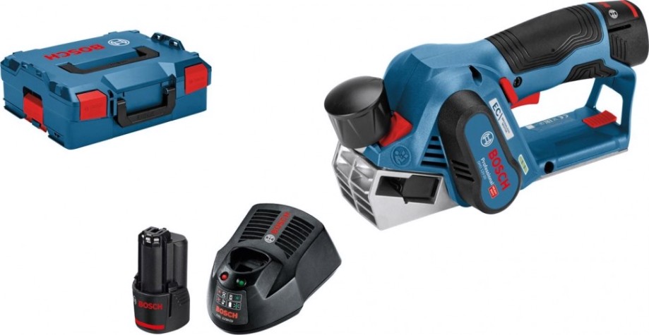 Рубанок аккумуляторный BOSCH GHO 12V-20 бесщеточный [06015A7001] 2х3,0Ач, кейс L-Boxx