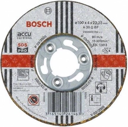 Шлифовальный круг по металлу BOSCH 100х4х22.2 мм A30Q-BF SDS-pro [2608600702]