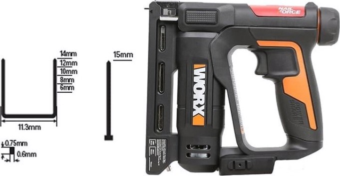 Скобозабиватель аккумуляторный Worx WX843.9 без АКБ и ЗУ [WX843.9]