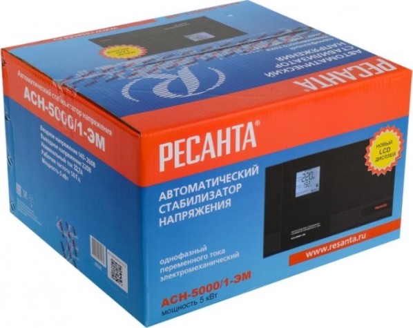 Стабилизатор напряжения однофазный Ресанта АСН- 5000/1-ЭМ [63/1/6]