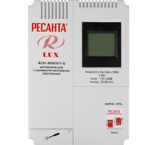 Стабилизатор напряжения однофазный Ресанта АСН- 5000 Н/1-Ц Lux [63/6/16]