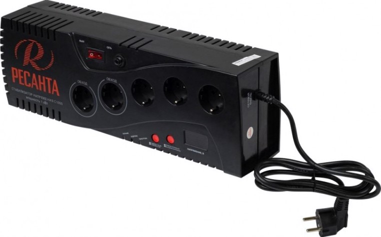 Стабилизатор напряжения однофазный Ресанта С1000 (сетевой фильтр) [63/6/32]