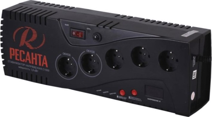 Стабилизатор напряжения однофазный Ресанта С1500 (сетевой фильтр) [63/6/33]