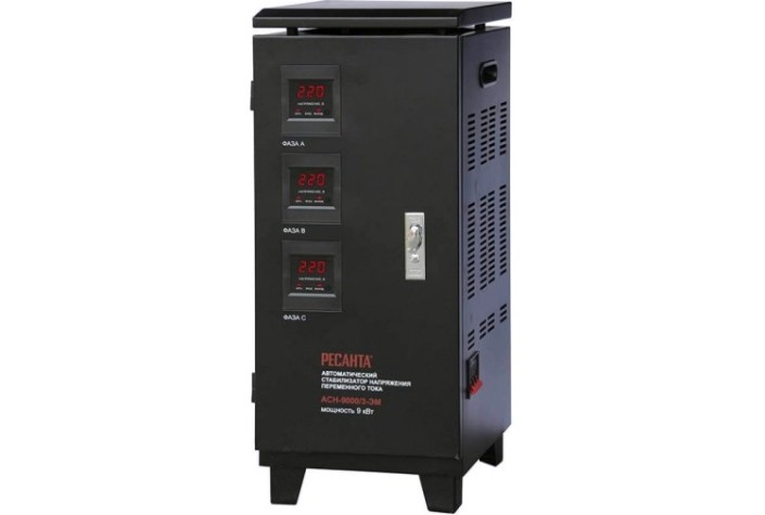 Стабилизатор напряжения трехфазный Ресанта АСН- 9 000/3-ЭМ [63/4/4]