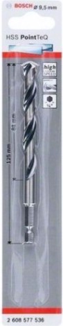 Сверло по металлу BOSCH 9,5 х 81/125 мм, HSS PointTeQ с шестигранным хвостовиком [2608577536]