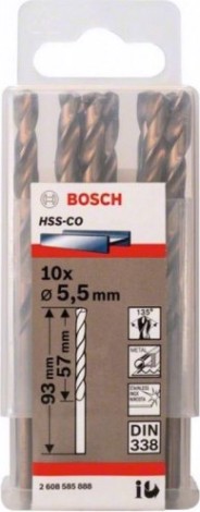 Сверло по металлу BOSCH кобальтовое 5.5 мм (уп10шт) [2608585888]