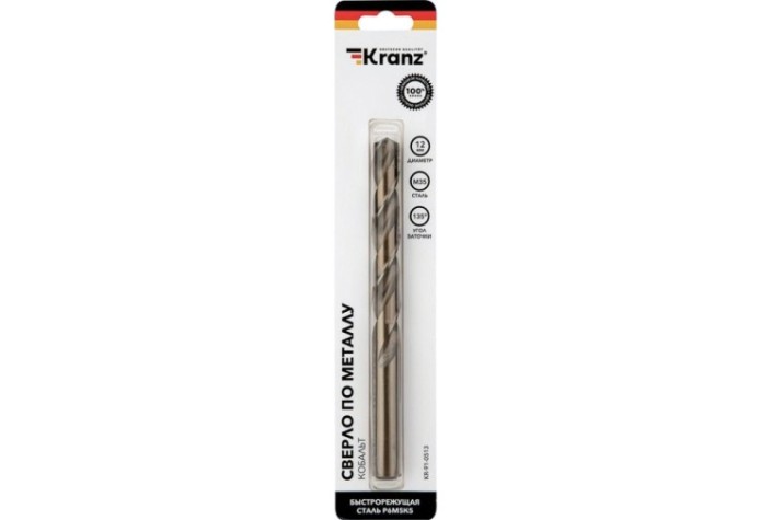 Сверло по металлу Kranz 12х151х101 мм «Кобальт» [KR-91-0513]