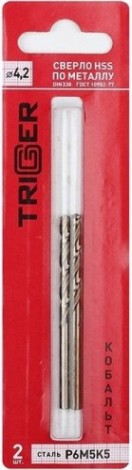 Сверло по металлу TRIGGER 74242 КОБАЛЬТ 4,2мм р6м5к5 (2шт.) [тов-122263]