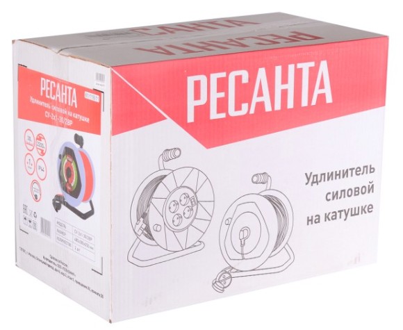 Удлинитель на катушке Ресанта СУ-2х1-30/2ВР силовой (с выкл., 1 розетка, ip44) [61/118/11]