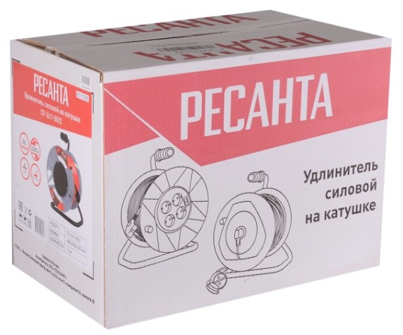 Удлинитель на катушке Ресанта СУ-2х1-50/2 силовой (с выкл., 4 розетки) [61/118/5]