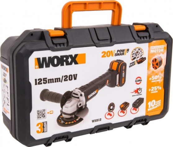 Угловая шлифмашина аккумуляторная Worx WX812 бесщеточная Угловая шлифмашина аккумуляторная Worx WX812 бесщеточная