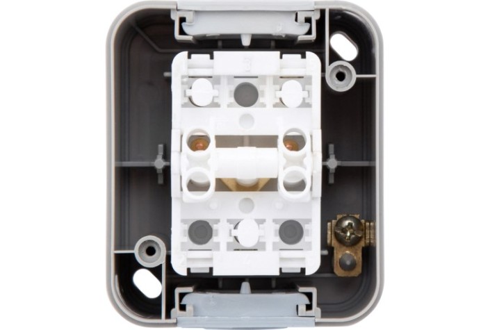 Выключатель Kranz KR-78-0833 двухклавишный Mini OG IP54, о/у, серый Выключатель Kranz KR-78-0833 двухклавишный Mini OG IP54, о/у, серый