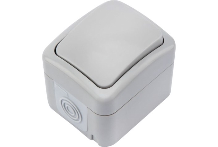 Выключатель Kranz KR-78-0837 проходной Mini OG IP54, о/у, серый