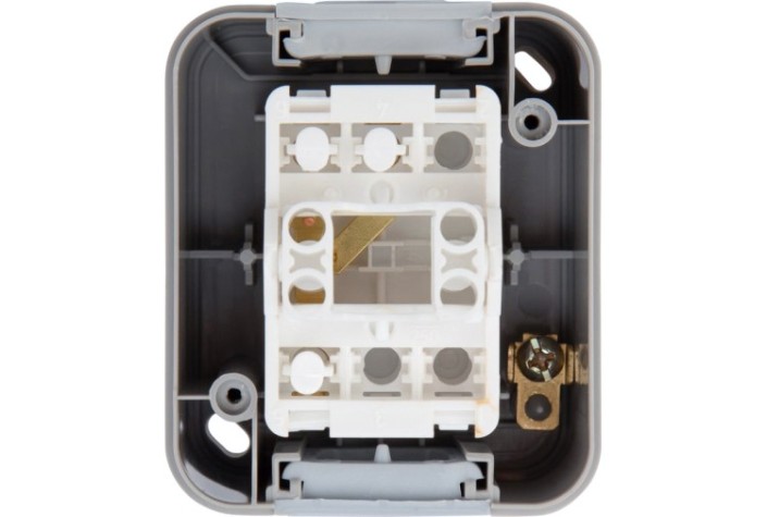 Выключатель Kranz KR-78-0837 проходной Mini OG IP54, о/у, серый Выключатель Kranz KR-78-0837 проходной Mini OG IP54, о/у, серый
